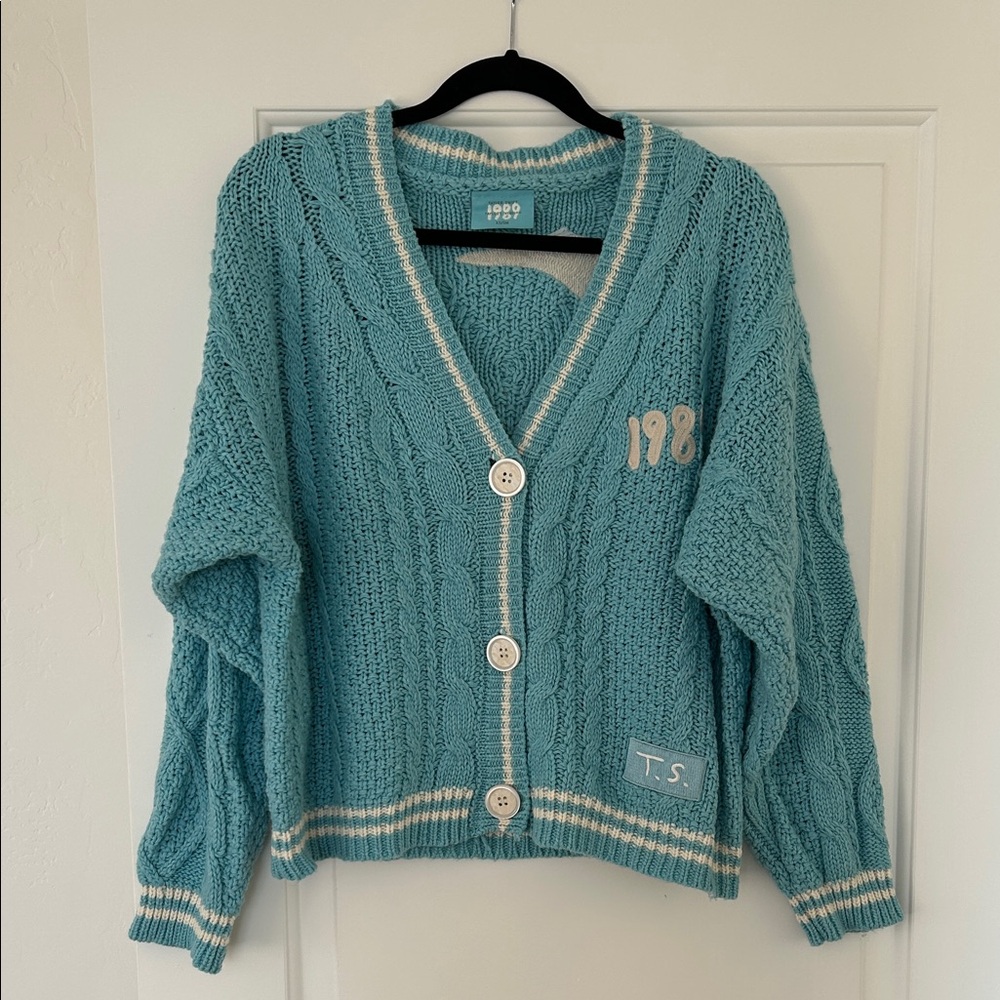 Taylor Swift Teal Cable Knit Cardigan